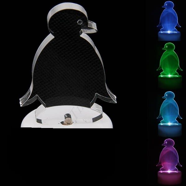 Mudando a cor de cristal LED Lâmpada Luz Pinguim
